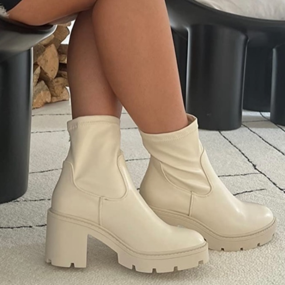 Cream platform booties size 8.5